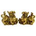 Brass Pixiu Statue Pair – Ancient Chinese Wealth Companions for Home & Office