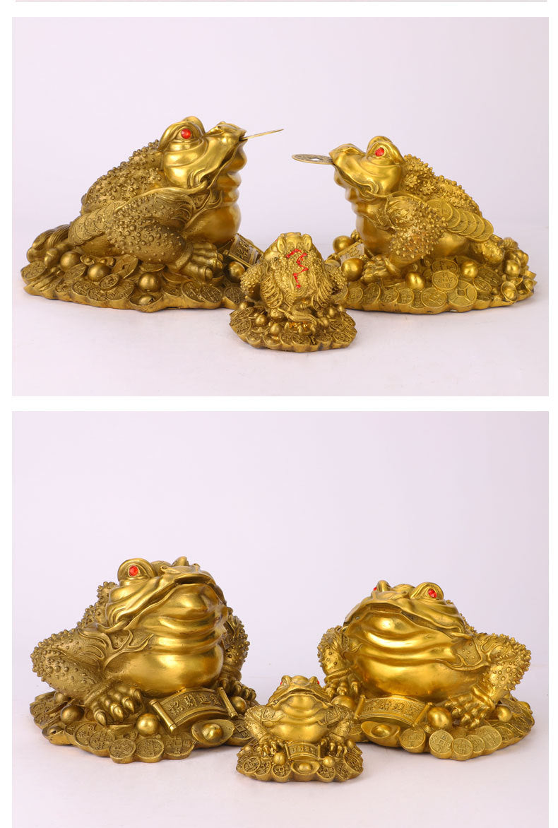 Brass Three-Legged Money Toad Statue – Traditional Jin Chan for Wealth & Business