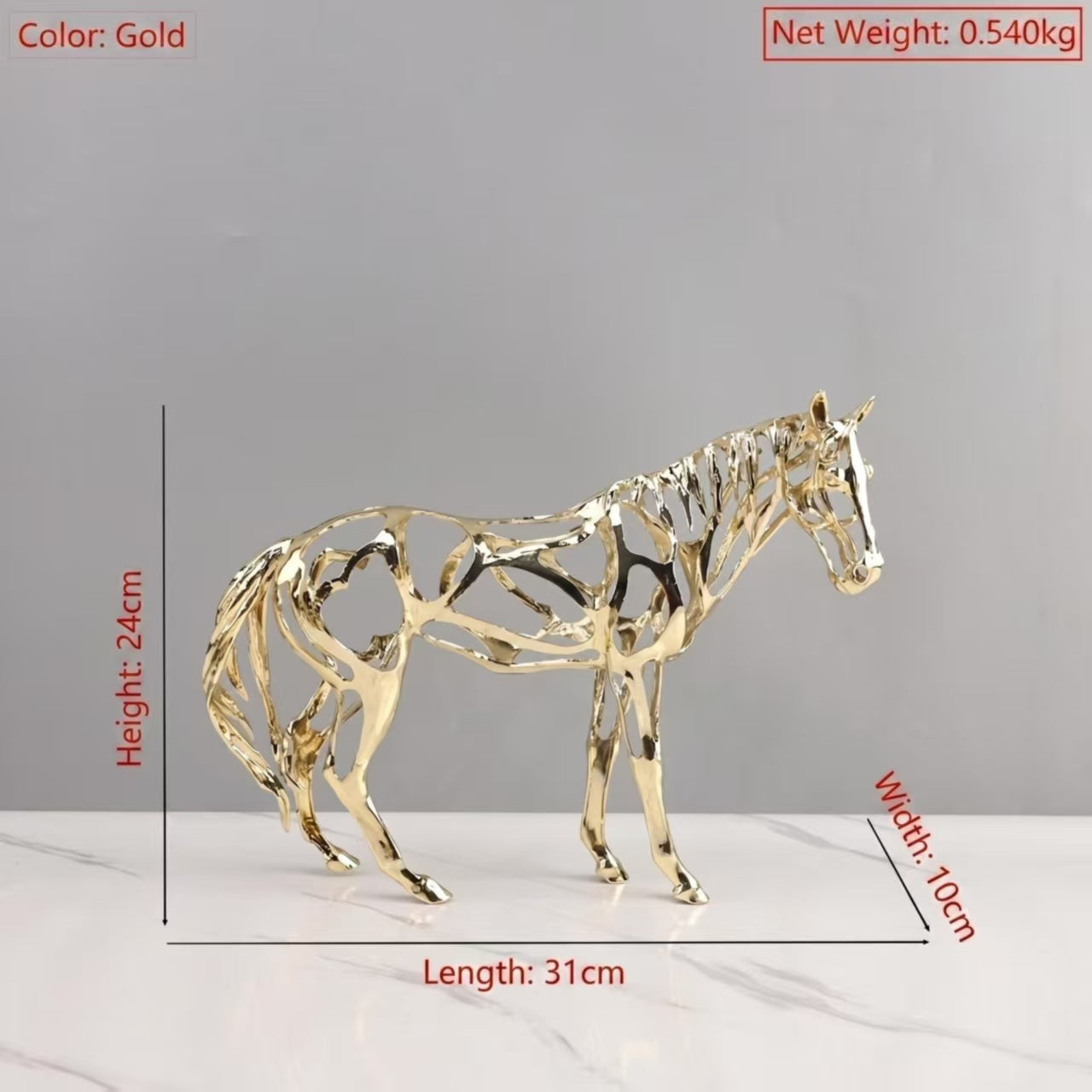 Geometric Metal Animal Sculpture – Gold Hollow Fortune Symbol for Home & Office