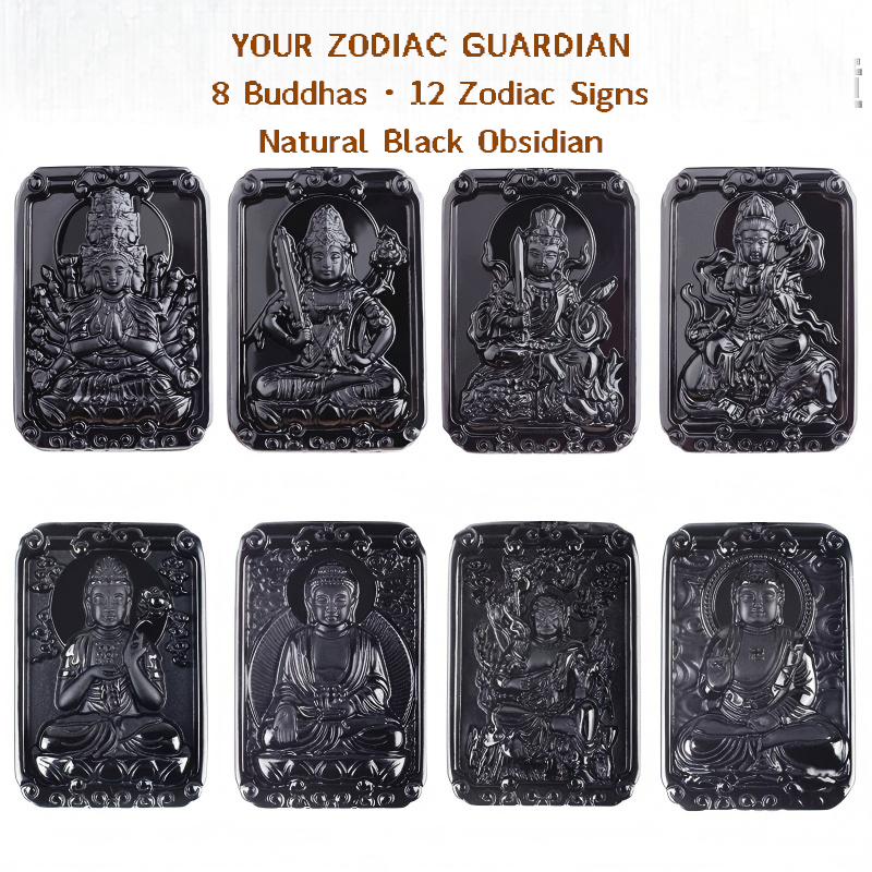 Black Obsidian Zodiac Symbol Pendant