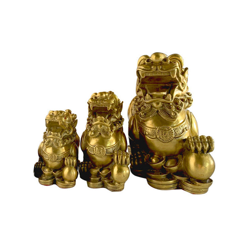 Brass Pixiu Statue Pair – Ancient Chinese Wealth Companions for Home & Office