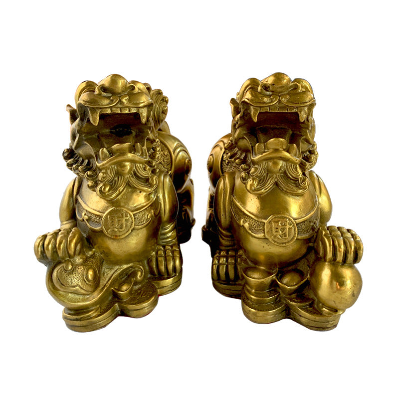 Brass Pixiu Statue Pair – Ancient Chinese Wealth Companions for Home & Office