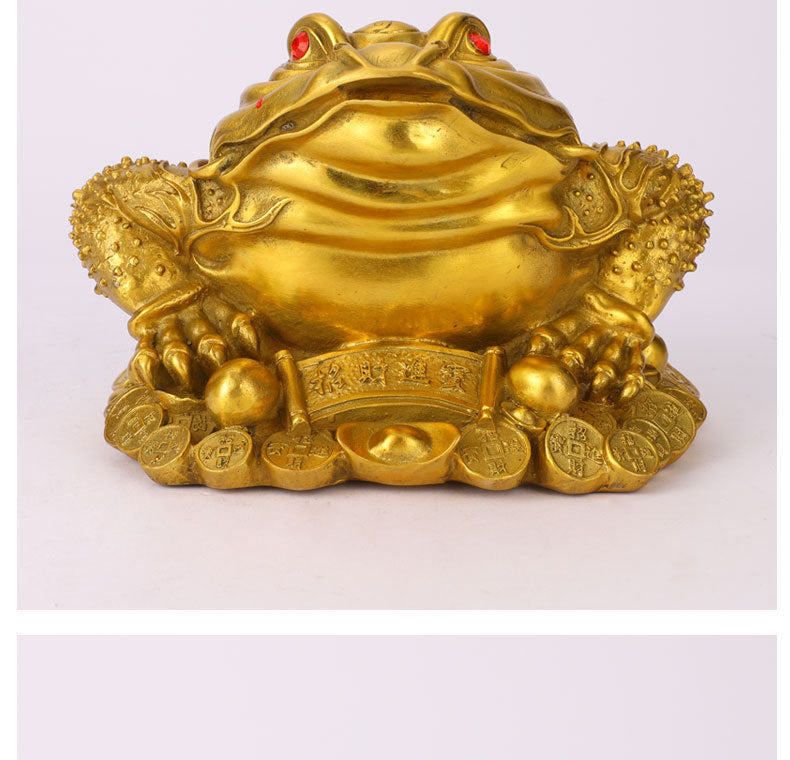 Brass Three-Legged Money Toad Statue – Traditional Jin Chan for Wealth & Business