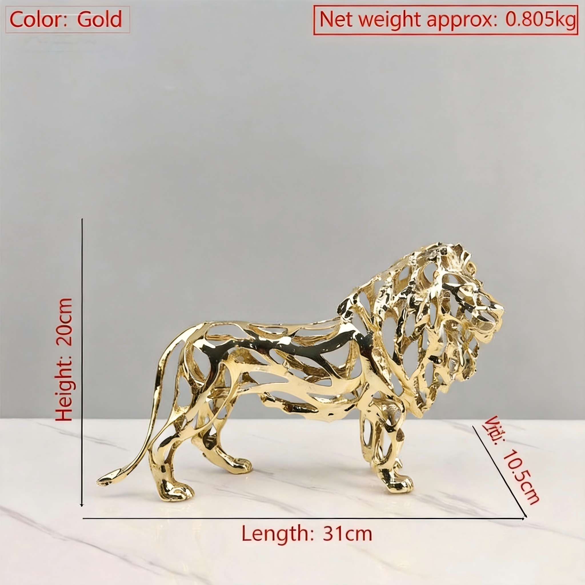 Geometric Metal Animal Sculpture – Gold Hollow Fortune Symbol for Home & Office