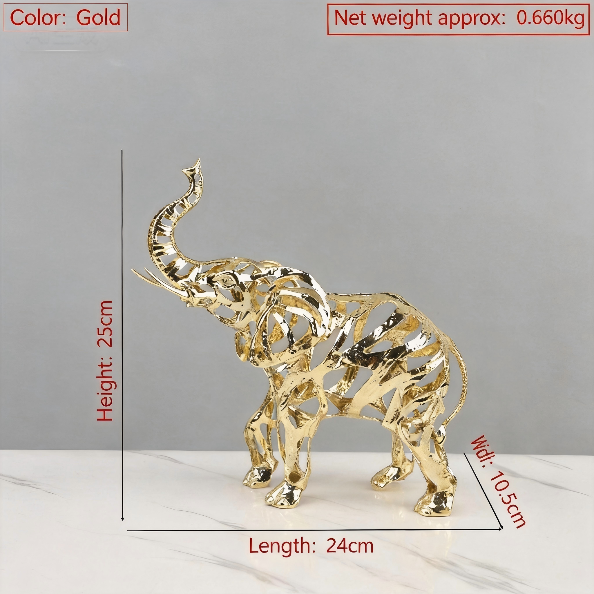 Geometric Metal Animal Sculpture – Gold Hollow Fortune Symbol for Home & Office