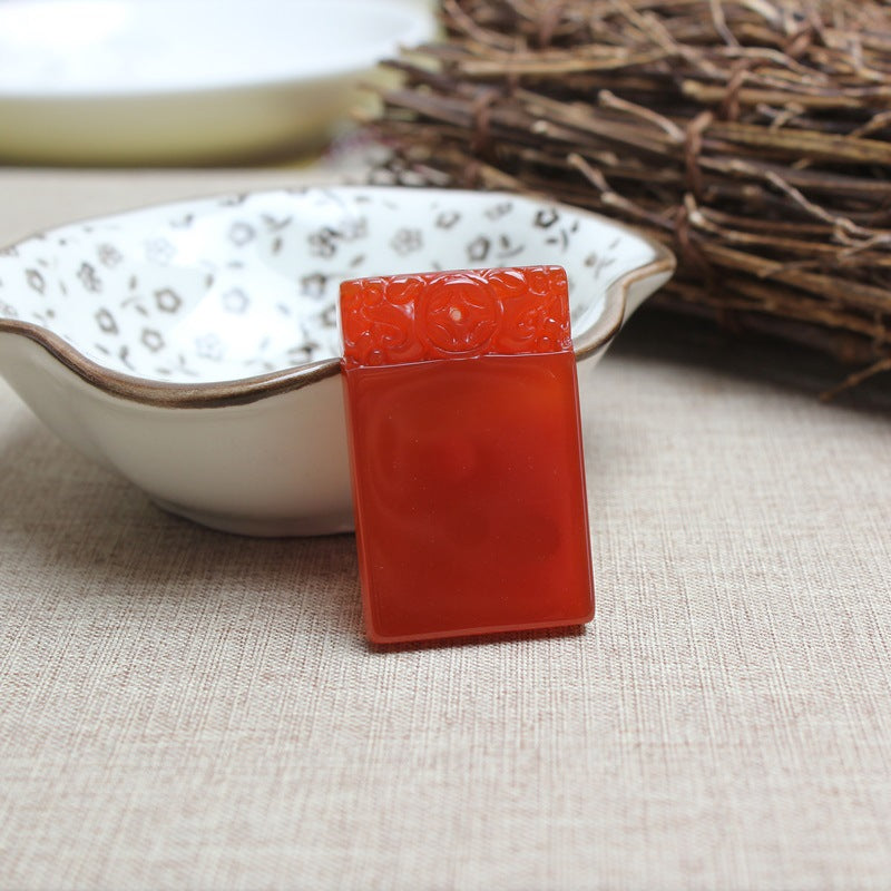 Red Agate Peace Plaque Pendant
