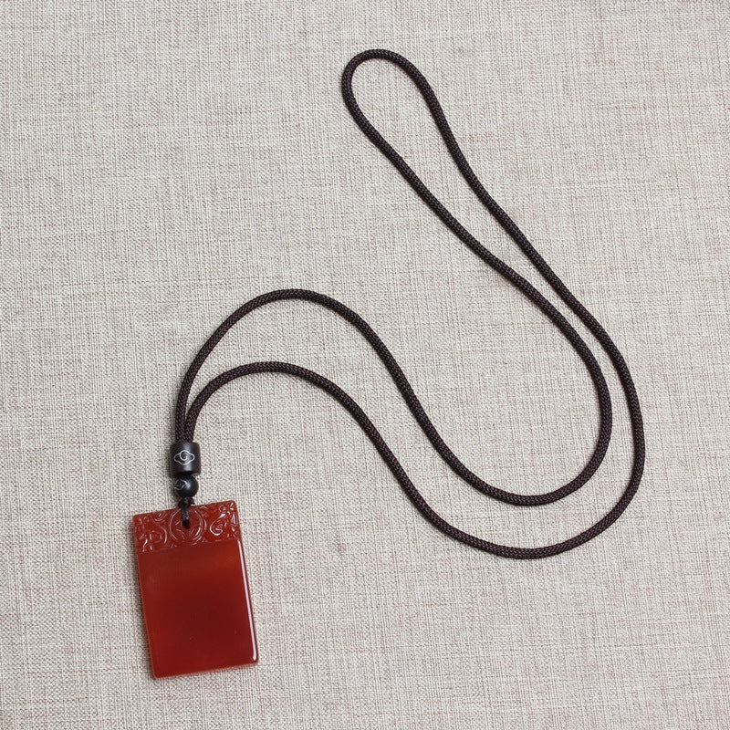 Red Agate Peace Plaque Pendant